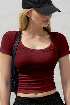 تیشرت زرشکی زنانه اسلیم فیت Teenage Millionaire - کد 923021248