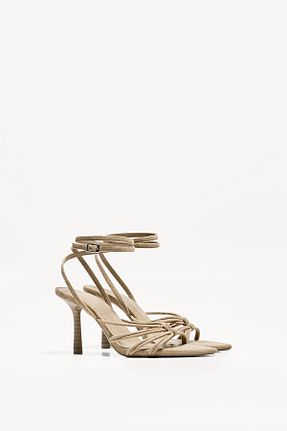 صندل بژ زنانه پاشنه نازک Bershka - کد 931215242