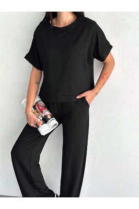 ست بالاتنه و پائین تنه مشکی زنانه بافت VESS MODA - کد 931212538