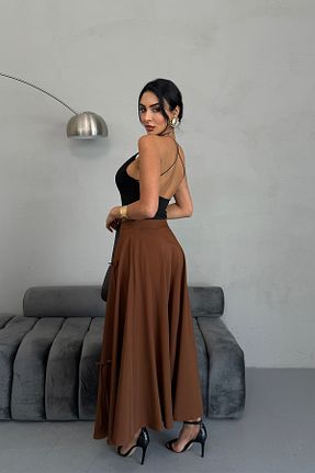 دامن قهوه ای زنانه پنبه پلی استر Ortaya Çık - کد 931226419