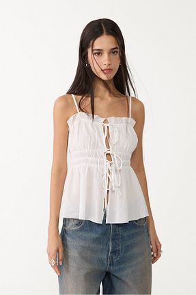 بلوز سفید زنانه ساده Stradivarius - کد 931212440