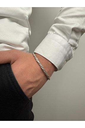 دستبند استیل (فولاد) طوسی مردانه استیل (فولاد) Butik - کد 931229582