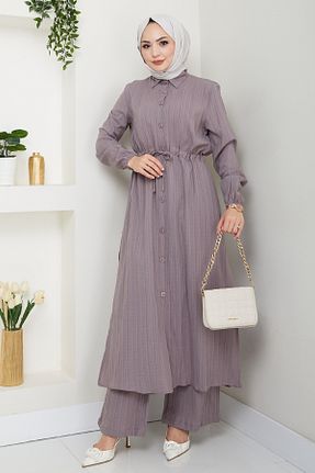 ست بالاتنه و پائین تنه حجاب قهوه ای زنانه رگولار InStyle - کد 931235762