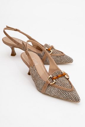 کفش پاشنه بلند کلاسیک بژ زنانه چرم مصنوعی luvishoes - کد 931241904
