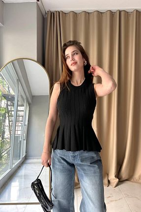 بلوز مشکی زنانه ساده lizge giyim - کد 928108616
