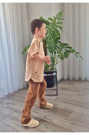 ست بالاتنه و پائین تنه قهوه ای بچه گانه بافتنی My Baby