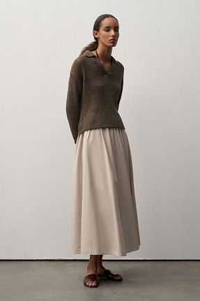 دامن بژ زنانه بافتنی Mathilda By Çiğdem Bilici - کد 920777820