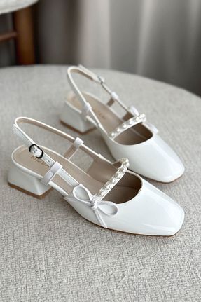 کفش پاشنه بلند کلاسیک سفید زنانه چرم مصنوعی GOFFSHOES - کد 931232428