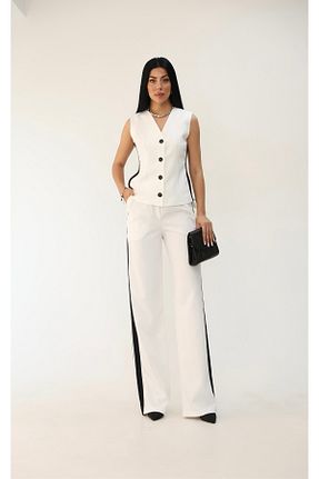 ست بالاتنه و پائین تنه سفید زنانه بافتنی Koza Butik - کد 931264740