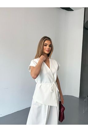 ست بالاتنه و پائین تنه سفید زنانه رگولار Cappmoda - کد 931253347