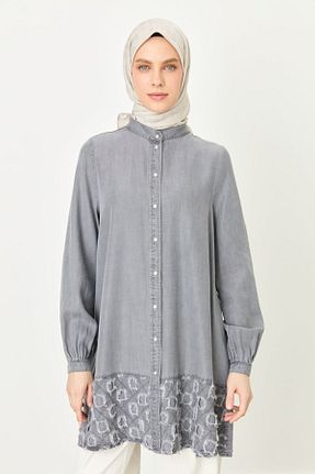 تونیک حجاب طوسی زنانه پلی استر Nihan - کد 931252443