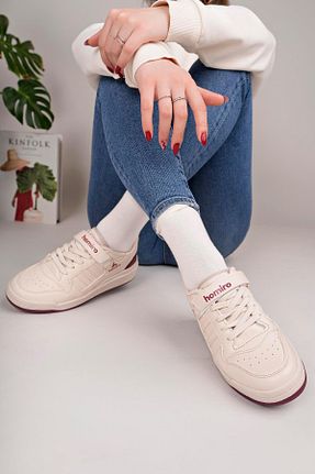 کفش اسنیکر بژ زنانه چسبی homiro - کد 929034764