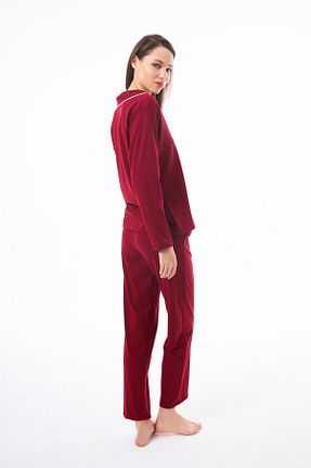 ست لباس راحتی زرشکی زنانه ساده Cottonhill - کد 931249766