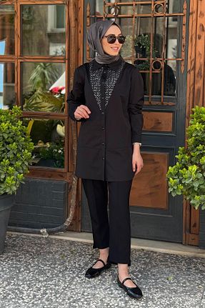 تونیک حجاب مشکی زنانه پنبه پلی استر FUAT GÜRSEN - کد 928642377