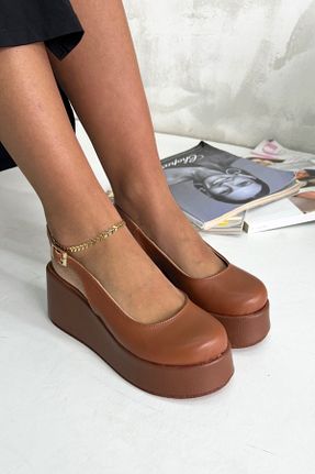 کفش پاشنه بلند پر قهوه ای زنانه پاشنه متوسط (5-9 سانتی متر) inizio - کد 929850087