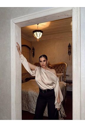 بلوز بژ زنانه ساده fhk atelier - کد 931290034