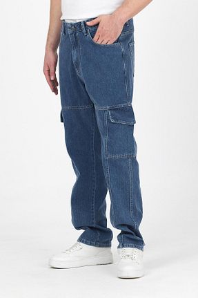 شلوار جین آبی مردانه پاچه پهن DAMGA JEANS - کد 931291395