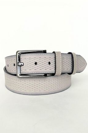 کمربند سفید مردانه چرم خالص Parscraft - کد 808991569