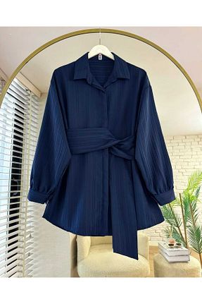 تونیک حجاب سرمه ای زنانه پلی استر Nergis Neva Butik - کد 931330632