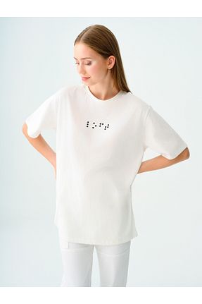 تیشرت سفید زنانه رگولار Loft - کد 745469285