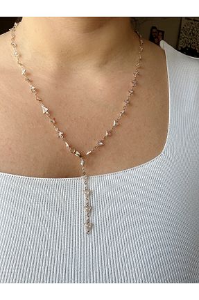 گردنبند استیل ( فولاد ) طوسی زنانه استیل ضد زنگ Gümüş sandık - کد 931305088