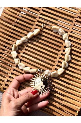 گردنبند جواهر بژ زنانه شیشه Gözde Tasarım Butik - کد 931302977