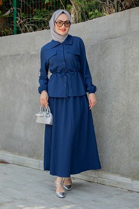 ست بالاتنه و پائین تنه حجاب سرمه ای رگولار Tesettür Çarşım - کد 931329178