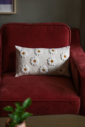 کوسن و روکش کوسن بژ کتان alafloral - کد 838640951