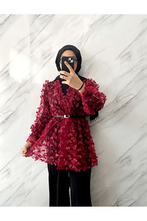 کت حجاب زرشکی زنانه گشاد DİLEKBUTİK - کد 931342486