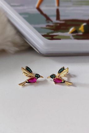 گوشواره نقره طلائی زنانه 925 عیار VAOOV - کد 931334765
