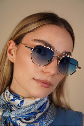 عینک آفتابی آبی زنانه 56 Stil Noktası - کد 931333252