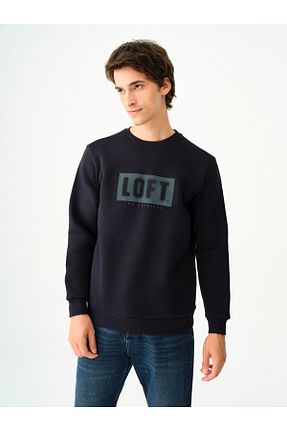 سوئیشرت سرمه ای مردانه چاپی Loft - کد 859031048
