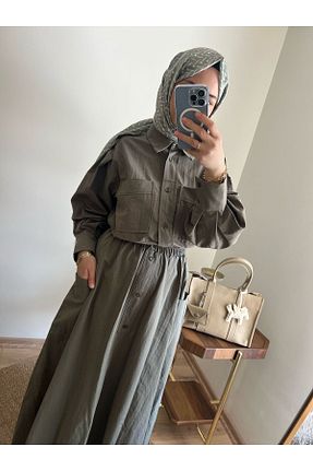 ست بالاتنه و پائین تنه خاکی زنانه بافتنی Line By Touches - کد 931361665