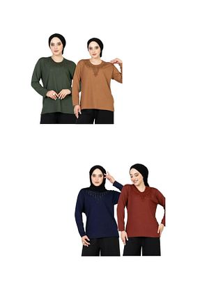 بلوز سرمه ای زنانه ساده Nacar - کد 931683636