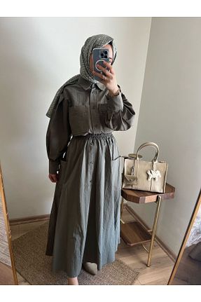 ست بالاتنه و پائین تنه خاکی زنانه بافتنی Line By Touches - کد 931361665