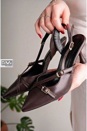 کفش استایلیتو قهوه ای پاشنه نازک Demashoes - کد 902052654