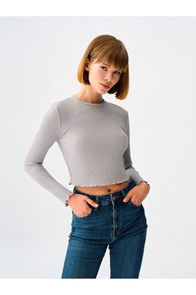 بلوز طوسی زنانه ساده Loft - کد 852520643