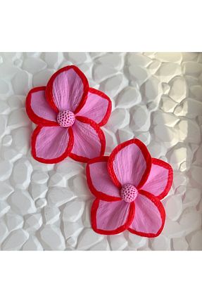 گوشواره جواهر صورتی پلی استر ACCESSORY - کد 931370237