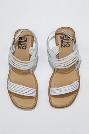صندل سفید زنانه پاشنه تخت Bueno Shoes - کد 300845543
