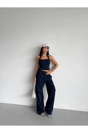 ست بالاتنه و پائین تنه سرمه ای زنانه بافت Castivo Fashion - کد 931407682
