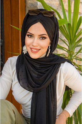 شال مشکی زنانه پنبه پلی استر Aişe Tesettür - کد 815613394