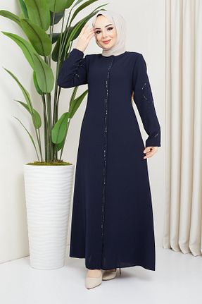 مانتو بلند حجاب سرمه ای زنانه hafsamina - کد 655242654