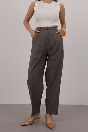 شلوار خاکی زنانه کتان FACETTE - کد 931439532