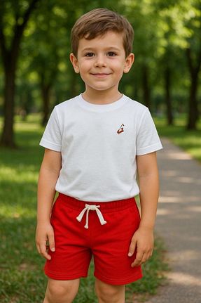 ست بالاتنه و پائین تنه قرمز بچه گانه بافت ciklet kids - کد 931747241