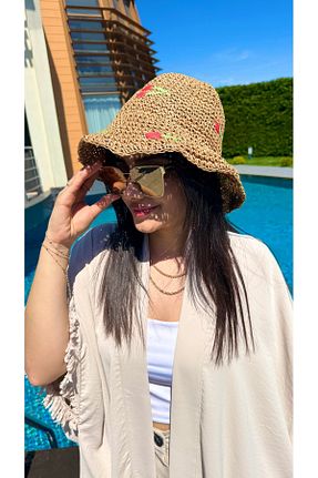 کلاه قهوه ای زنانه حصیر Luminos Butik - کد 920508148