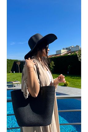 کلاه مشکی زنانه حصیر Luminos Butik - کد 927966654