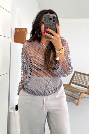 بلوز طوسی زنانه ساده Sohotique By P - کد 931444182