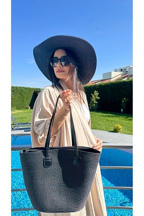 کلاه مشکی زنانه حصیر Luminos Butik - کد 927966654