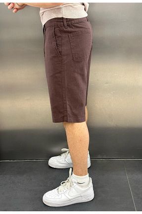 شلوارک و برمودا قهوه ای مردانه مخلوط کتان RİCHBERG - کد 931454043