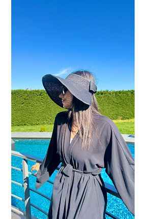 کلاه مشکی زنانه حصیر Luminos Butik - کد 812783745
